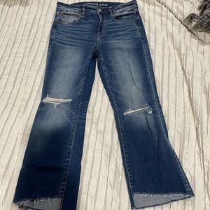 American Eagle High Rise Crop Flare Jeans Size 8 short
